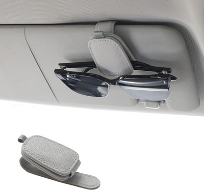KeepCart Car Accessories Goggles Holders for Car, Magnetic Leather Eyeglass Hanger Clip Grey Car Sunglass Clip Holder