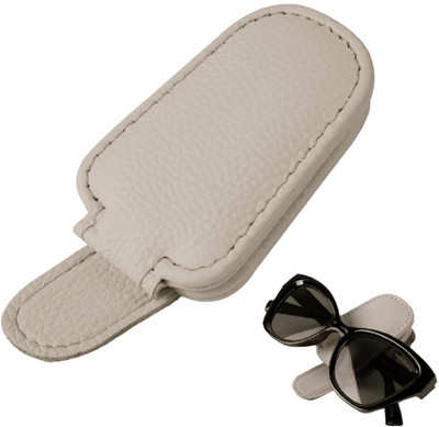 TOMATUS Sunglass Clip for Car Visor - Magnetic Leather Glasses Eyeglass Hanger Clip White Car Sunglass Clip Holder