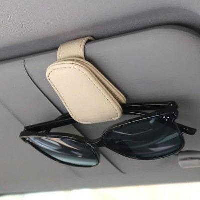 FLOXIT Magnetic Leather Glasses Eyeglass Hanger Clip for Car Brown Car Sunglass Clip Holder