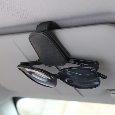 FLOXIT Magnetic Leather Glasses Eyeglass Hanger Clip for Car Black, Grey Car Sunglass Clip Holder