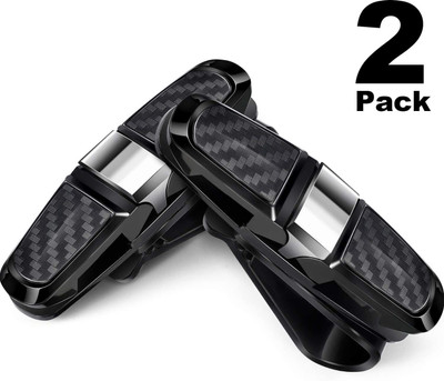 Campark Sunglasses Holder Clip Hanger Eyeglasses Mount for Car, Double-Ends Clip and 180 Degree Rotational Car Glasses Holder with Ticket Card Clip, 2 Packs Black Car Sunglass Clip Holder