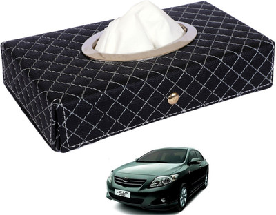 MOCKHE Cross-Black Tissue Box Leatherette-100 Vehicle Tissue Dispenser(Black)