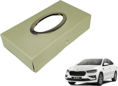 MOCKHE Chrom-Beige Tisue Box Leatherete-796 Vehicle Tissue Dispenser(Beige)