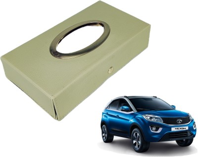 MOCKHE Chrom-Beige Tisue Box Leatherete-748 Vehicle Tissue Dispenser(Beige)