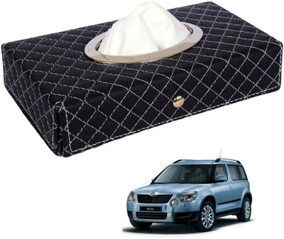 MOCKHE Cross-Black Tissue Box Leatherette-130 Vehicle Tissue Dispenser(Black)