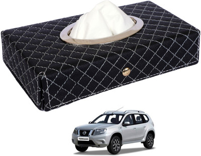 MOCKHE Cross-Black Tissue Box Leatherette-102 Vehicle Tissue Dispenser(Black)