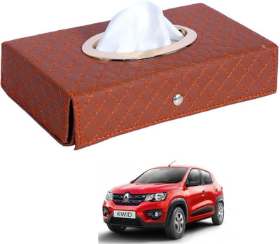 MOCKHE Cross-Tan Tissue Box Leatherette-256 Vehicle Tissue Dispenser(Grey)