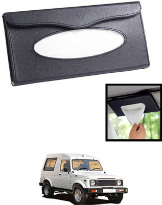 MATIES Universal Lightweight/Waterproof Leatherite Rectangle Black Tissue For Car-131 Vehicle Tissue Dispenser(Black)