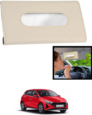 MATIES Universal Leatherite Rectangle Beige Tissue Box For Car/office/Home-145 Vehicle Tissue Dispenser(Beige)