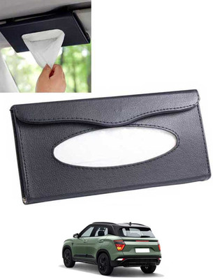 monolive Black Leatherite Rectangle Shape Fancy Design Tissue Dispencer For Car-305 Vehicle Tissue Dispenser(Black)