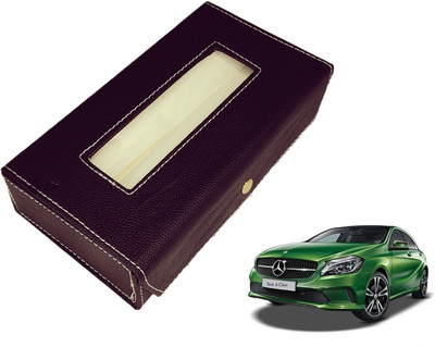 MOCKHE Basic-Black Tissue Box Leatherette-12 Vehicle Tissue Dispenser(Black)
