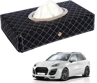 MOCKHE Cross-Black Tissue Box Leatherette-343 Vehicle Tissue Dispenser(Black)