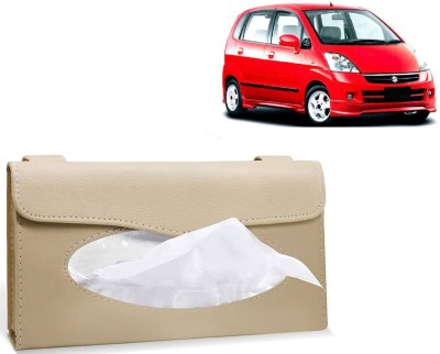 Selifaur BT258-Car Sun Visor Tissue Box Holder PU Leather Paper Napkin Organizer Hanging Vehicle Tissue Dispenser(Beige)