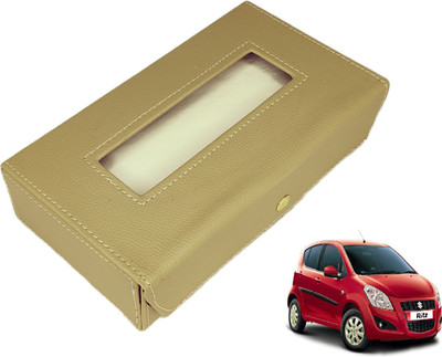 MOCKHE Basic-Beige Tissue Box Leatherette-473 Vehicle Tissue Dispenser(Beige)
