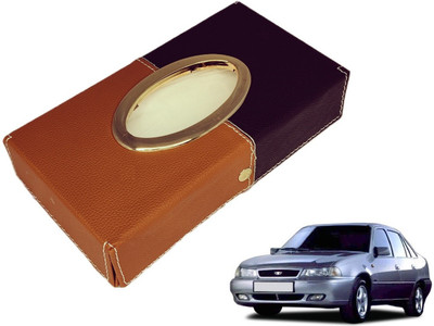 MOCKHE Chrom-Black-Tan Tisue Box Leatherete-79 Vehicle Tissue Dispenser(Black, Grey)