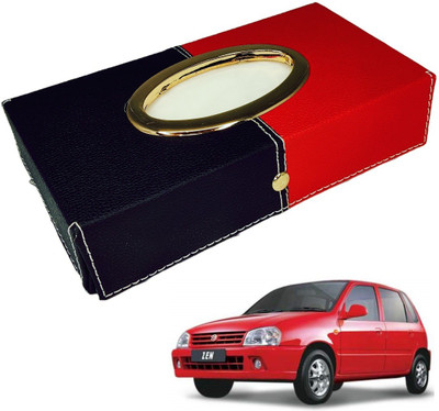 MOCKHE Chrom-Black-Red Tisue Box Leatherete-9 Vehicle Tissue Dispenser(Black, Red)