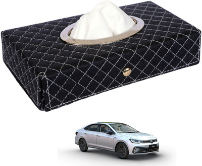 MOCKHE Cross-Black Tissue Box Leatherette-118 Vehicle Tissue Dispenser(Black)