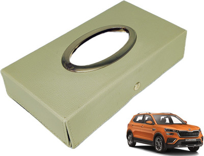 MOCKHE Chrom-Beige Tisue Box Leatherete-798 Vehicle Tissue Dispenser(Beige)