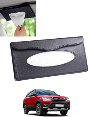 MSNP Universal Leatherite Rectangle Black Tissue Box For Car/office/Home-40 Vehicle Tissue Dispenser(Black)