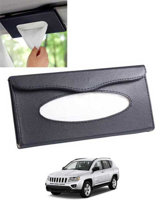 ABJD Leatherite Universal Black Rectangle Tissue Holder For Office,Home,Car-66 Vehicle Tissue Dispenser(Black)