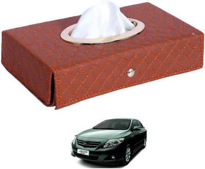 MOCKHE Cross-Tan Tissue Box Leatherette-142 Vehicle Tissue Dispenser(Grey)