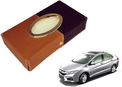 MOCKHE Chrom-Black-Tan Tisue Box Leatherete-81 Vehicle Tissue Dispenser(Black, Grey)