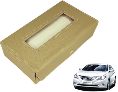 MOCKHE Basic-Beige Tissue Box Leatherette-398 Vehicle Tissue Dispenser(Beige)