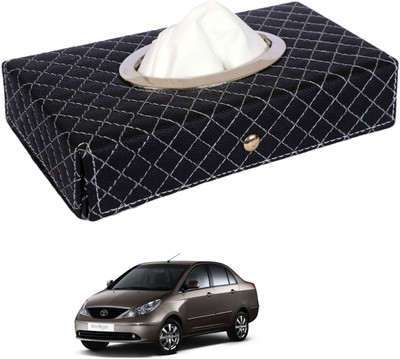 MOCKHE Cross-Black Tissue Box Leatherette-7 Vehicle Tissue Dispenser(Black)