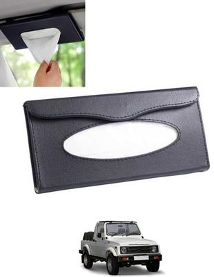 MSNP Universal Leatherite Rectangle Black Tissue Box For Car/office/Home-130 Vehicle Tissue Dispenser(Black)