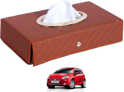 MOCKHE Cross-Tan Tissue Box Leatherette-292 Vehicle Tissue Dispenser(Grey)