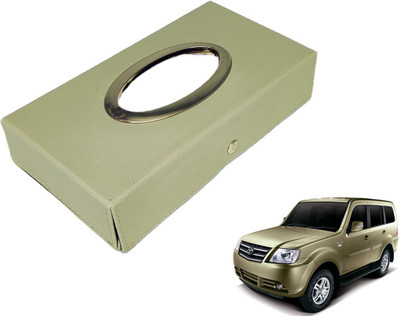 MOCKHE Chrom-Beige Tisue Box Leatherete-805 Vehicle Tissue Dispenser(Beige)