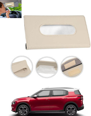 monolive Beige Leatherite Rectangle Shape Fancy Design Tissue Dispencer For Car-274 Vehicle Tissue Dispenser(Beige)