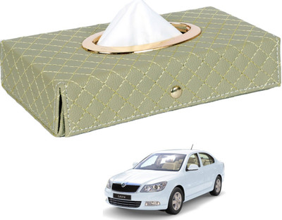 MOCKHE Cross-Beige Tissue Box Leatherette-492 Vehicle Tissue Dispenser(Beige)