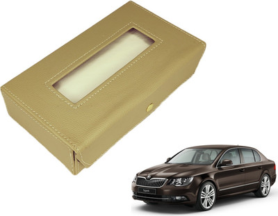 MOCKHE Basic-Beige Tissue Box Leatherette-405 Vehicle Tissue Dispenser(Beige)