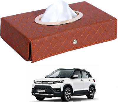 MOCKHE Cross-Tan Tissue Box Leatherette-163 Vehicle Tissue Dispenser(Grey)