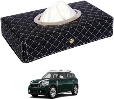 MOCKHE Cross-Black Tissue Box Leatherette-39 Vehicle Tissue Dispenser(Black)