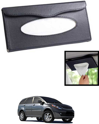 MATIES Universal Lightweight/Waterproof Leatherite Rectangle Black Tissue For Car-22 Vehicle Tissue Dispenser(Black)