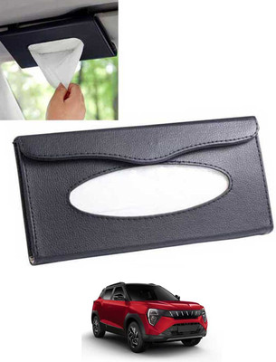 ABJD Leatherite Universal Black Rectangle Tissue Holder For Office,Home,Car-324 Vehicle Tissue Dispenser(Black)