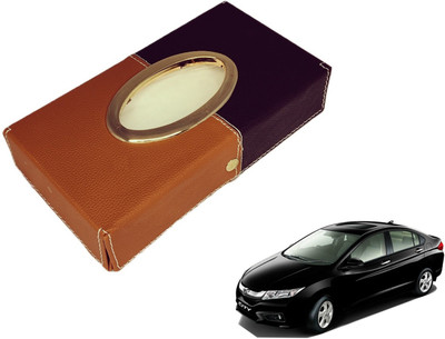 MOCKHE Chrom-Black-Tan Tisue Box Leatherete-82 Vehicle Tissue Dispenser(Black, Grey)