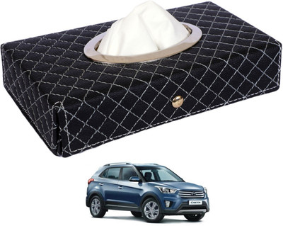 MOCKHE Cross-Black Tissue Box Leatherette-531 Vehicle Tissue Dispenser(Black)