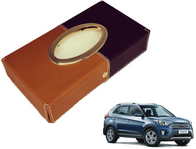 MOCKHE Chrom-Black-Tan Tisue Box Leatherete-91 Vehicle Tissue Dispenser(Black, Grey)