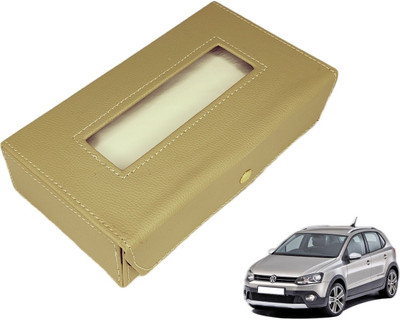 MOCKHE Basic-Beige Tissue Box Leatherette-12 Vehicle Tissue Dispenser(Beige)