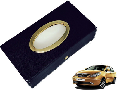 MOCKHE Chrom-Black Tisue Box Leatherete-213 Vehicle Tissue Dispenser(Black)