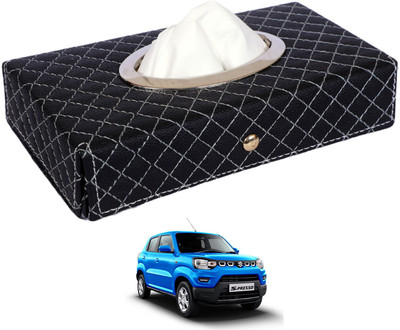 MOCKHE Cross-Black Tissue Box Leatherette-84 Vehicle Tissue Dispenser(Black)