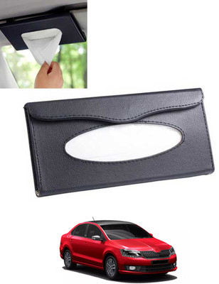 MSNP Universal Leatherite Rectangle Black Tissue Box For Car/office/Home-215 Vehicle Tissue Dispenser(Black)