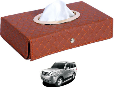 MOCKHE Cross-Tan Tissue Box Leatherette-317 Vehicle Tissue Dispenser(Grey)