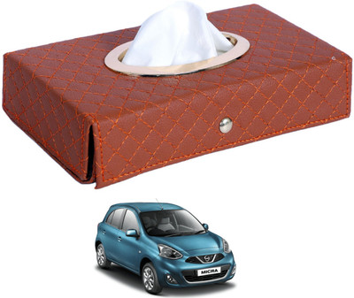 MOCKHE Cross-Tan Tissue Box Leatherette-269 Vehicle Tissue Dispenser(Grey)