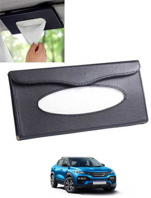 ABJD Leatherite Universal Black Rectangle Tissue Holder For Office,Home,Car-163 Vehicle Tissue Dispenser(Black)