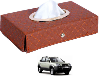 MOCKHE Cross-Tan Tissue Box Leatherette-341 Vehicle Tissue Dispenser(Grey)