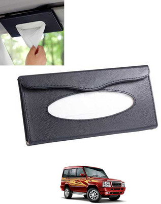 MSNP Universal Leatherite Rectangle Black Tissue Box For Car/office/Home-251 Vehicle Tissue Dispenser(Black)